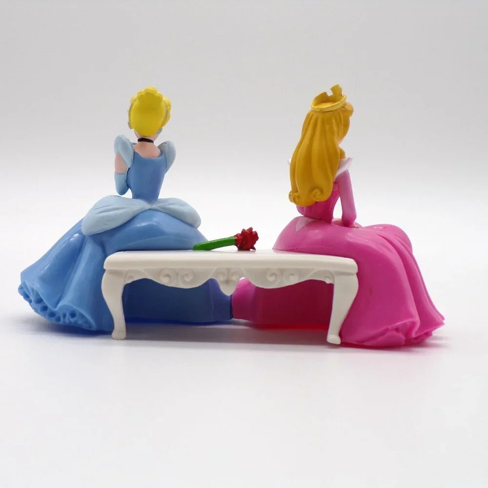 DecoPac Disney Princess Cake Topper Aurora Cinderella Belle Bench Rose Lot of 2